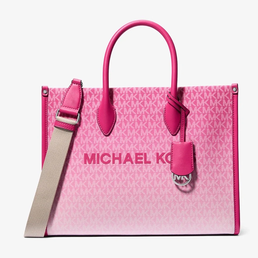 Michael Kors Mirella Medium Ombré Logo EW Tote Bag 
Dragonfruit 
NWT - Picture 2 of 14